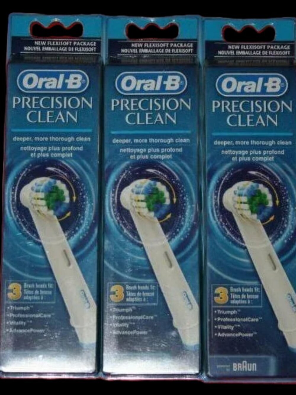 3X Oral-B BrAun Precision Clean Brush Heads Triumph Replacement High-Low Bristle